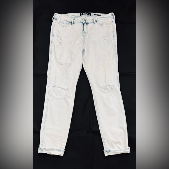 Hollister Low Rise Super Skinny Light Wash Blue Denim Jeans Distressed 13 - Picture 1 of 7